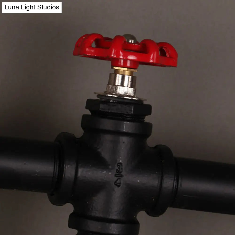 Vintage 2-Head Pipe Arm Iron Wall Light Fixture - Restaurant Wall Mounted Lamp (Black)