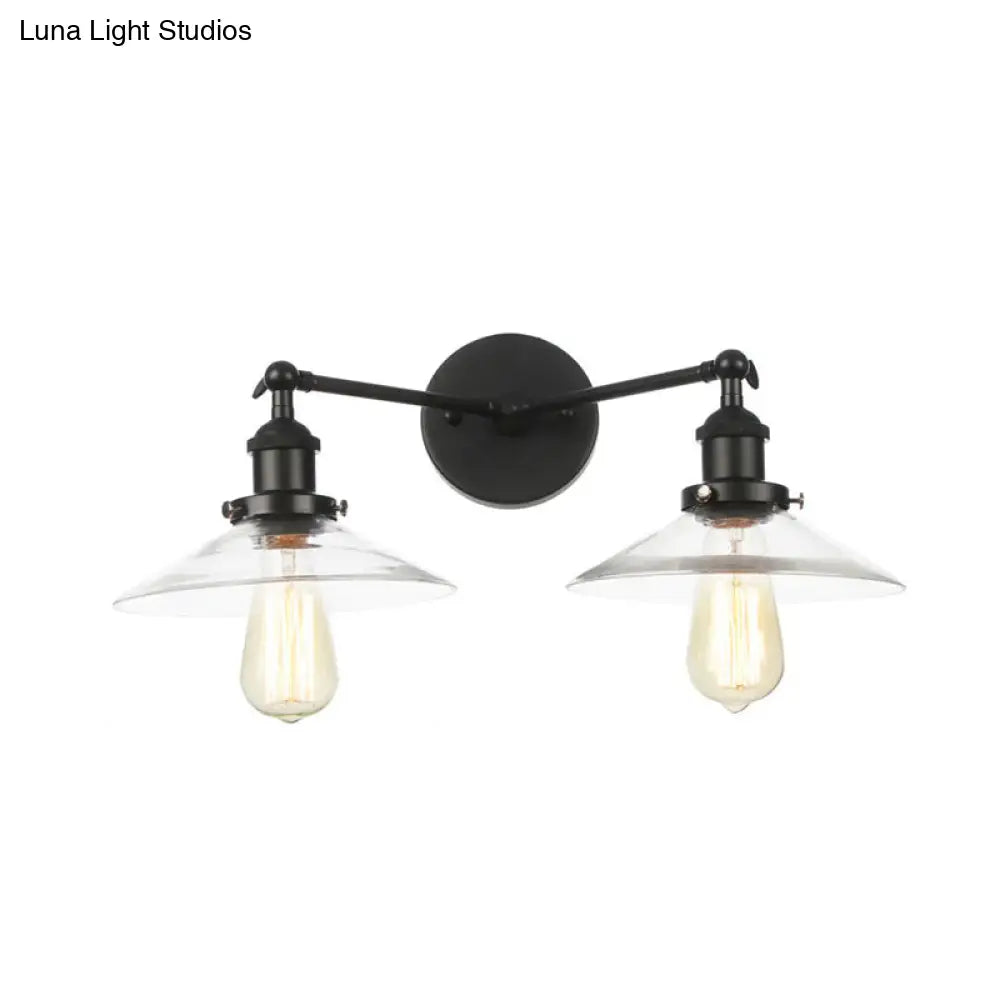 Vintage 2-Light Wall Sconce with Clear Glass Shade for Living Room