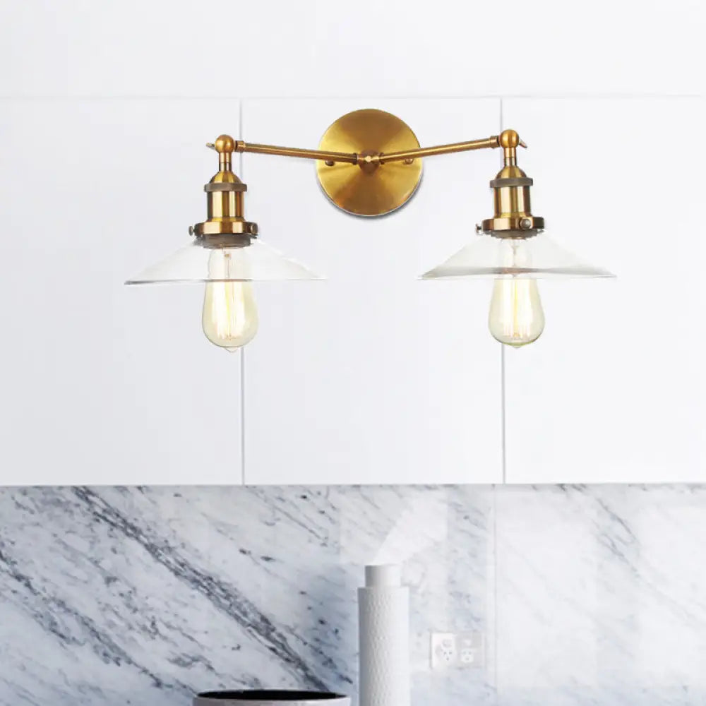 Vintage 2-Light Wall Sconce with Clear Glass Shade for Living Room