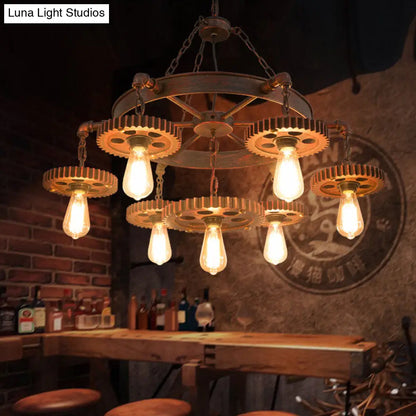 Vintage 3/7-Head Pendant Lighting | Antique Style Dark Rust Metal Chandelier for Restaurants