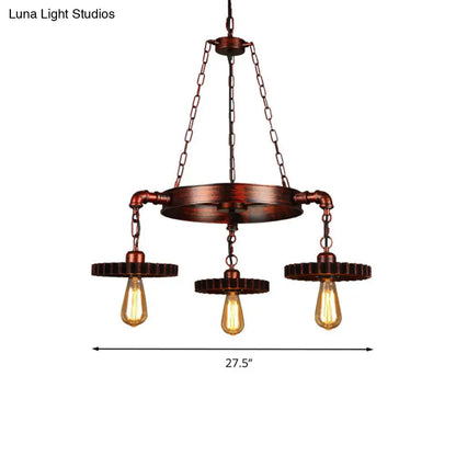 Vintage 3/7-Head Pendant Lighting | Antique Style Dark Rust Metal Chandelier for Restaurants