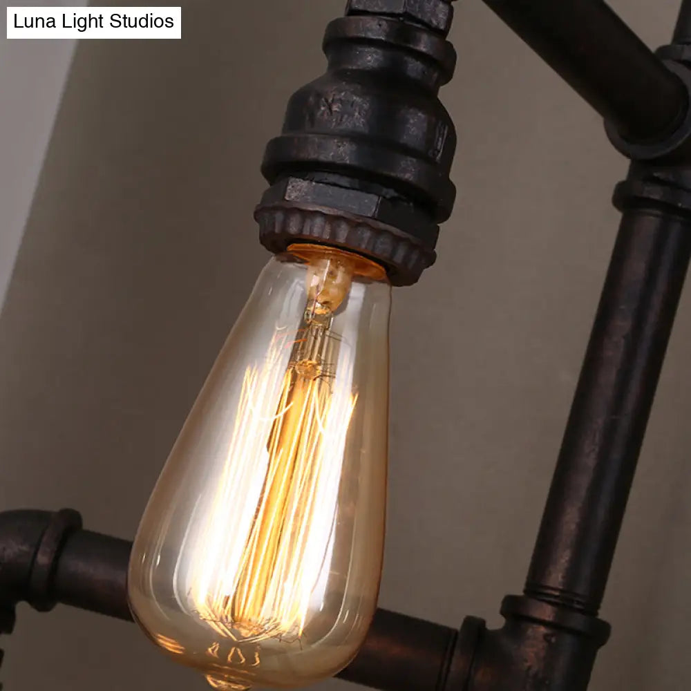 Vintage 3-Head Iron Wall Mount Light in Black for Corridor
