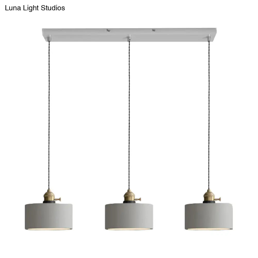 Vintage 3-Light Pendant Lamp Kit with Multiple Cement Shades in Grey - Restaurant Lighting