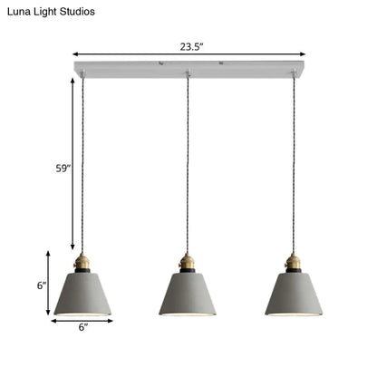 Vintage 3-Light Pendant Lamp Kit with Multiple Cement Shades in Grey - Restaurant Lighting