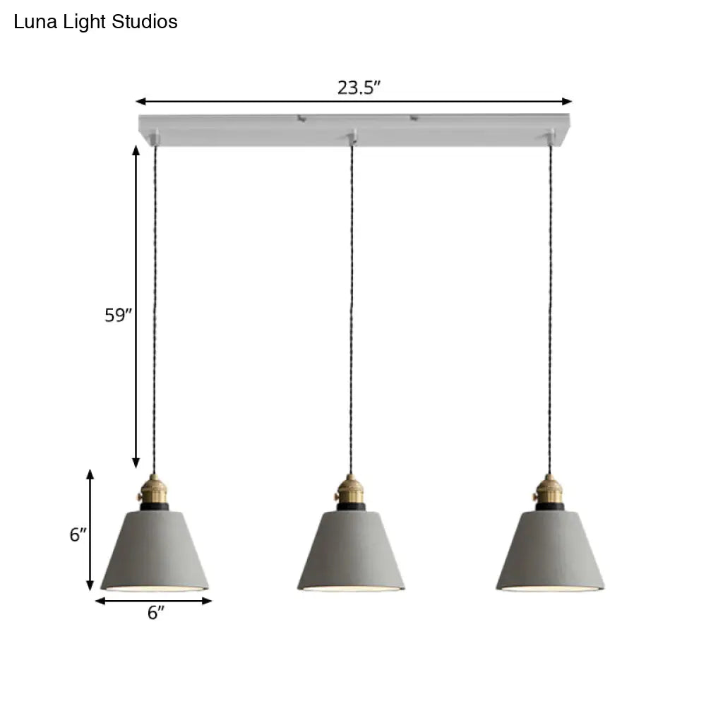 Vintage 3-Light Pendant Lamp Kit with Multiple Cement Shades in Grey - Restaurant Lighting