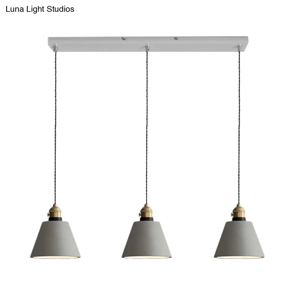 Vintage 3-Light Pendant Lamp Kit with Multiple Cement Shades in Grey - Restaurant Lighting