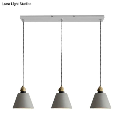 Vintage 3-Light Pendant Lamp Kit with Multiple Cement Shades in Grey - Restaurant Lighting