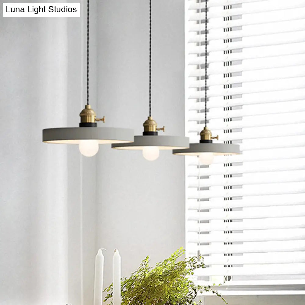 Vintage 3-Light Pendant Lamp Kit with Multiple Cement Shades in Grey - Restaurant Lighting