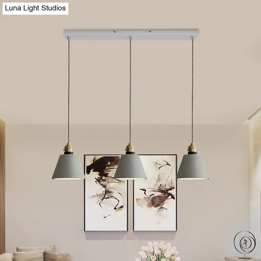 Vintage 3-Light Pendant Lamp Kit with Multiple Cement Shades in Grey - Restaurant Lighting