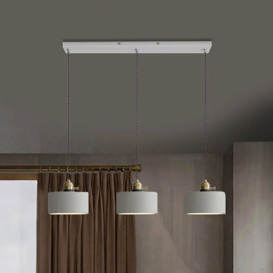 Vintage 3-Light Pendant Lamp Kit with Multiple Cement Shades in Grey - Restaurant Lighting