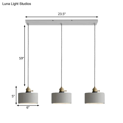 Vintage 3-Light Pendant Lamp Kit with Multiple Cement Shades in Grey - Restaurant Lighting