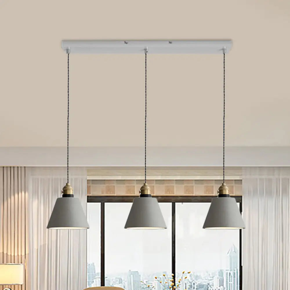 Vintage 3-Light Pendant Lamp Kit with Multiple Cement Shades in Grey - Restaurant Lighting