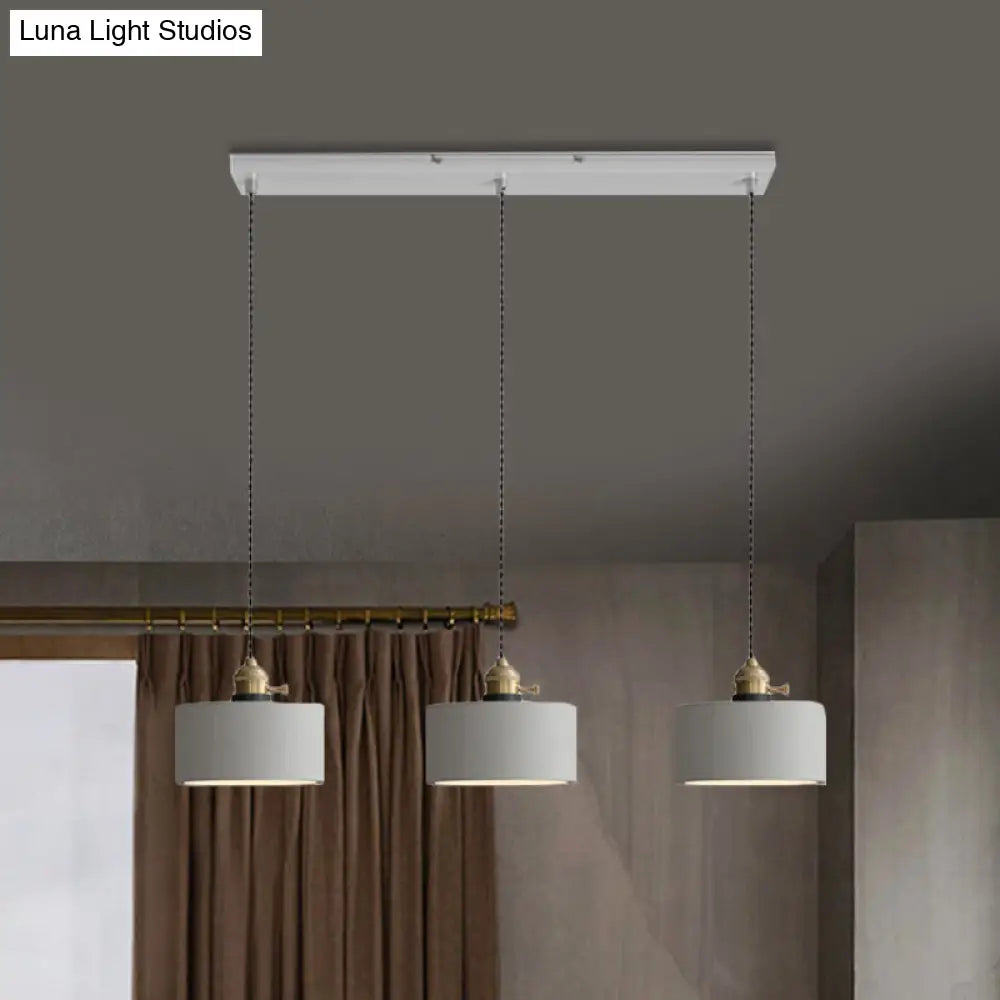 Vintage 3-Light Pendant Lamp Kit with Multiple Cement Shades in Grey - Restaurant Lighting