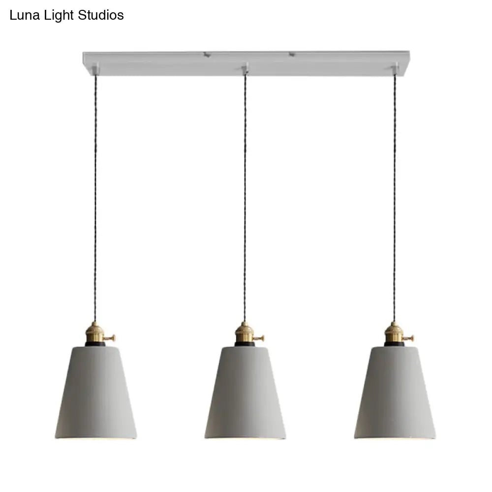 Vintage 3-Light Pendant Lamp Kit with Multiple Cement Shades in Grey - Restaurant Lighting