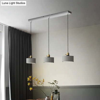 Vintage 3-Light Pendant Lamp Kit with Multiple Cement Shades in Grey - Restaurant Lighting