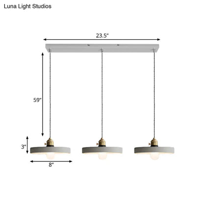 Vintage 3-Light Pendant Lamp Kit with Multiple Cement Shades in Grey - Restaurant Lighting