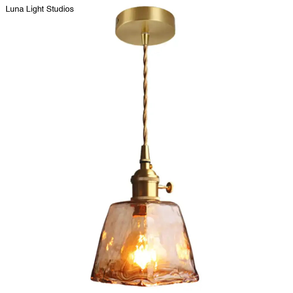 DecorBites vintage amber alabaster glass pendant lamp with brass fixture and twisted cord for living room lighting