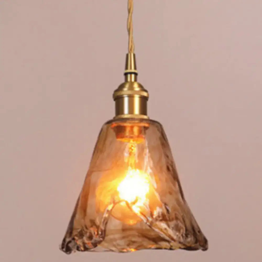 DecorBites™ vintage alabaster glass pendant lamp with warm amber textured glass and brass hardware for living room lighting