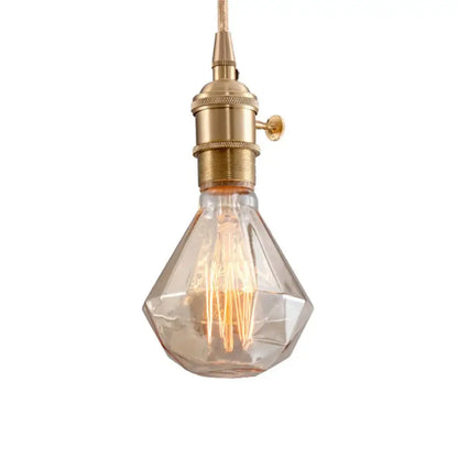 Vintage amber g95 diamond led pendant light with brass socket and faceted glass bulb for living room decorbites g95 diamond