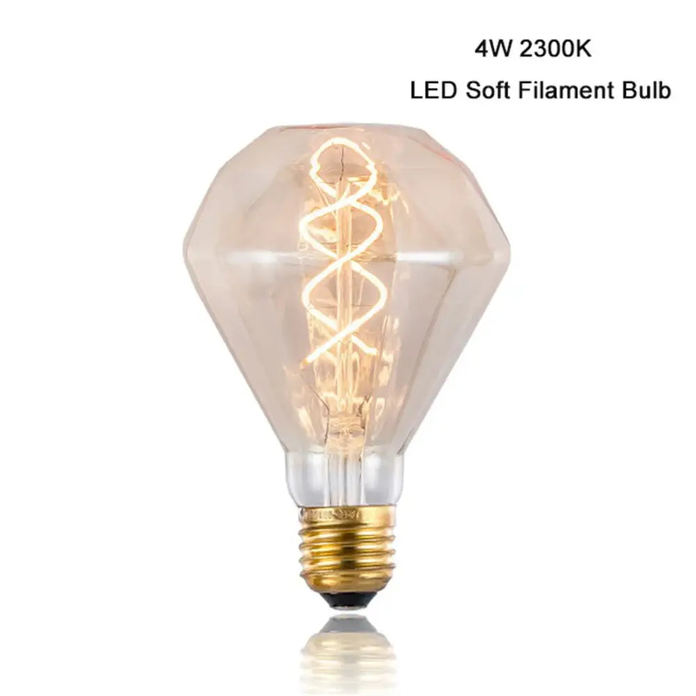 Vintage amber g95 diamond led spiral filament bulb with clear glass and warm glow for living room light decorbites g95 diamond
