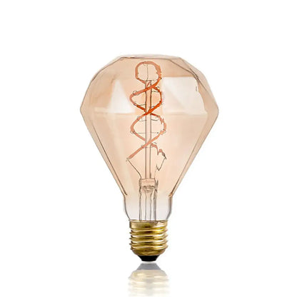 Vintage amber g95 diamond led spiral filament bulb with faceted amber glass and gold screw base for living room decorbites g95 diamond