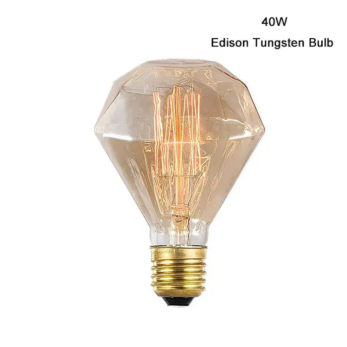 A 40w vintage amber decorbites g95 diamond led spiral filament bulb with clear faceted glass for living room light