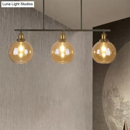 Decorbites vintage amber glass island pendant with three globe cone lights and brass fixtures for 220v-240v use