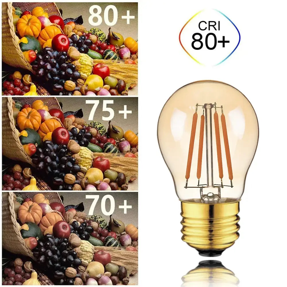 Warm-toned amber glass led filament bulb with brass-colored screw base for vintage dimmable dining room lighting