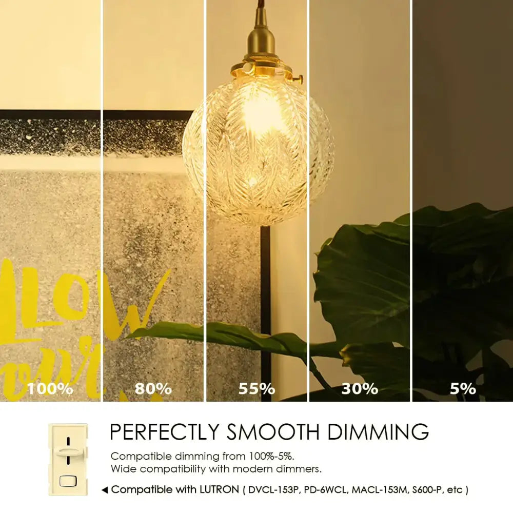 A warm golden amber glass pendant light with textured faceted design and brass hardware featuring led filament bulb