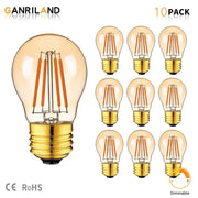 Ganriland 10-pack vintage amber glass led filament bulb with gold screw base dimmable for dining room use
