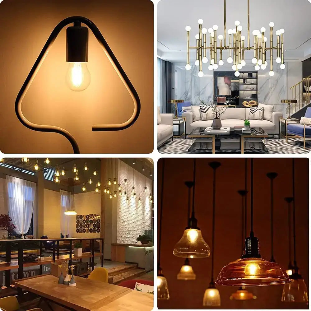 A modern triangular black metal wall sconce with an exposed vintage amber led filament bulb for dining room use