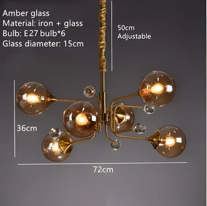 Vintage amber gold glass bubble chandelier with brass arms and crystal accents perfect for kitchen island lighting decorbites glass bubble