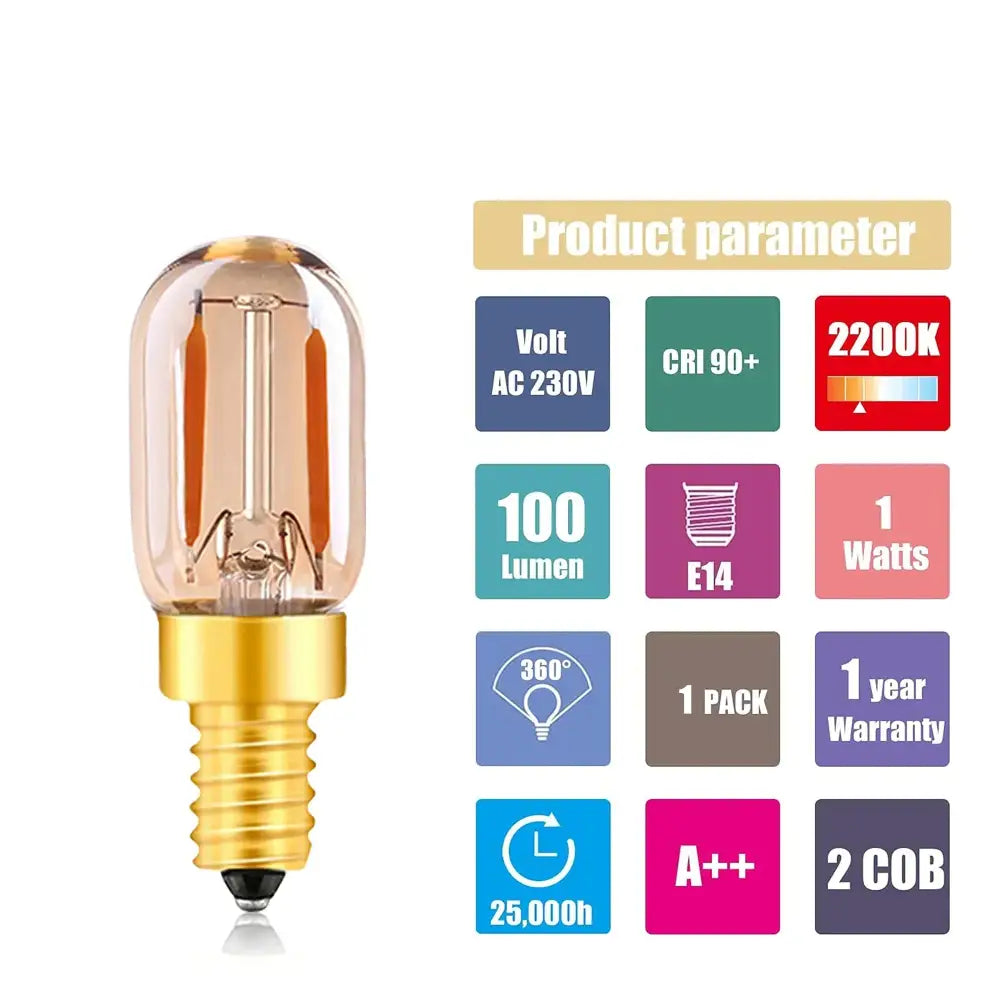 Vintage-style amber led bulb with gold e14 screw base for home decor featuring decorbites dimmable led technology