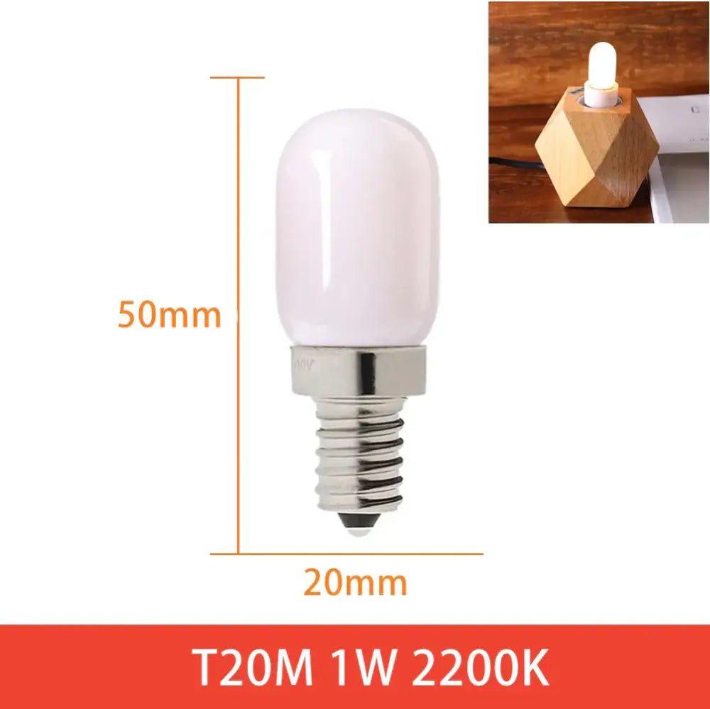 A sleek frosted white t20m led bulb with metallic screw base 50mm height for vintage amber led bulb home decor and decorbites dimmable led