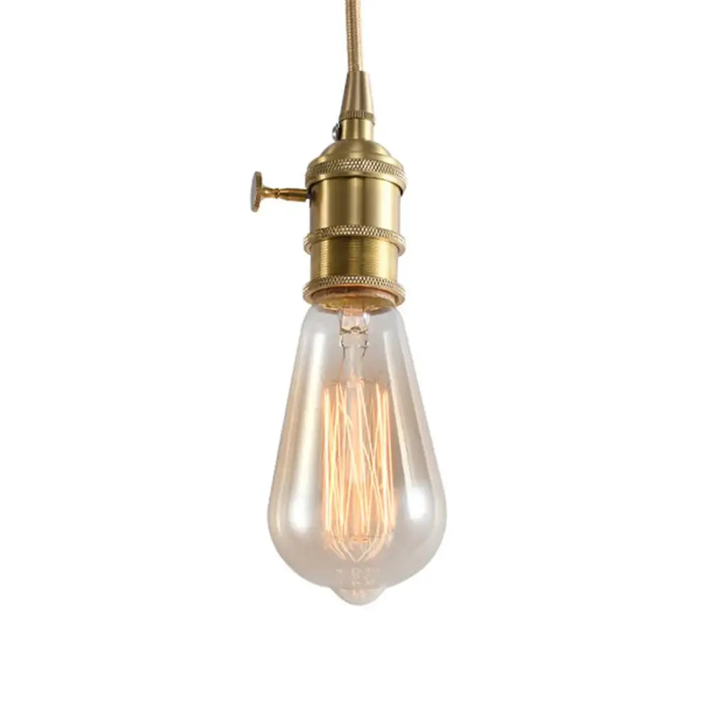 Vintage brass pendant light featuring a clear glass bulb with a warm led spiral amber warm filament for decorbites ambiance