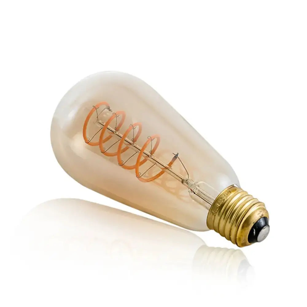 Vintage amber warm led spiral filament bulb with copper coil and brass base for decorbites amber warm lighting