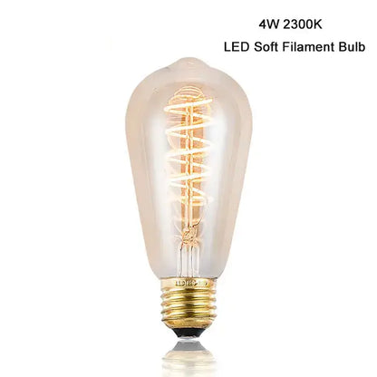 A vintage amber warm led spiral filament bulb with teardrop shape and gold-toned screw base for living room decorbites amber warm