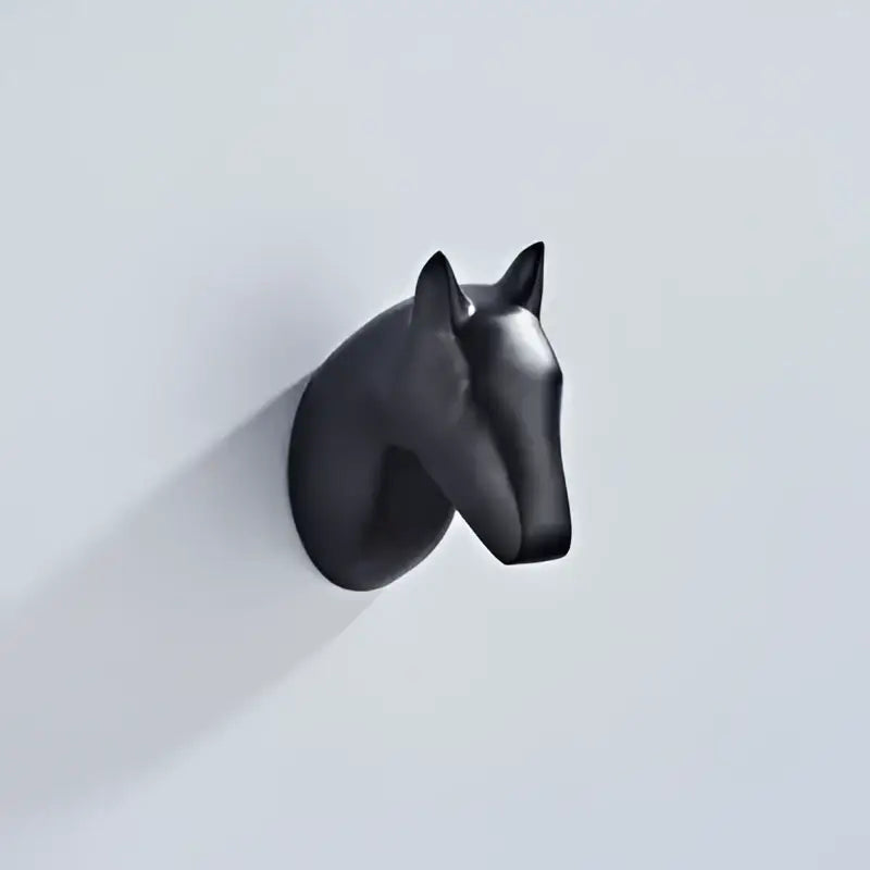 Black matte-finished vintage animal brass robe hook shaped as a horse head for bathroom wall decor by decorbites brass robe hooks
