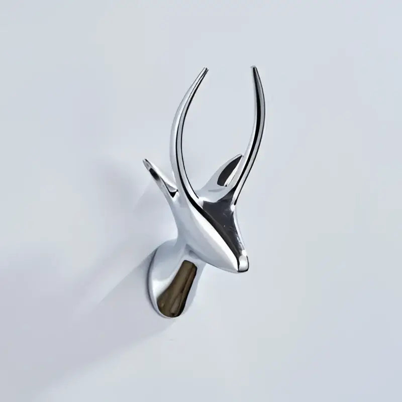 Chrome-finished deer head brass robe hooks with sleek minimalist antlers for decorbites brass robe bathroom wall decor