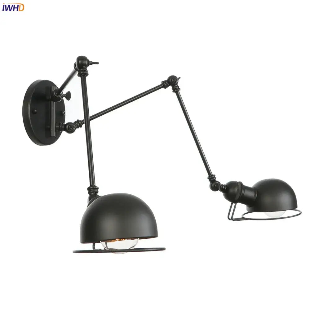 Vintage antique black wall lamp with matte finish, adjustable double dome sconce for bedroom decorbites antique black style