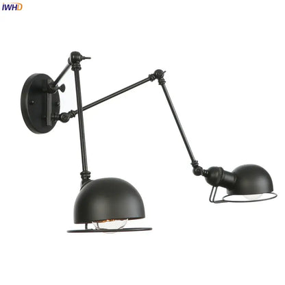 Vintage antique black wall lamp with matte finish, adjustable double dome sconce for bedroom decorbites antique black style