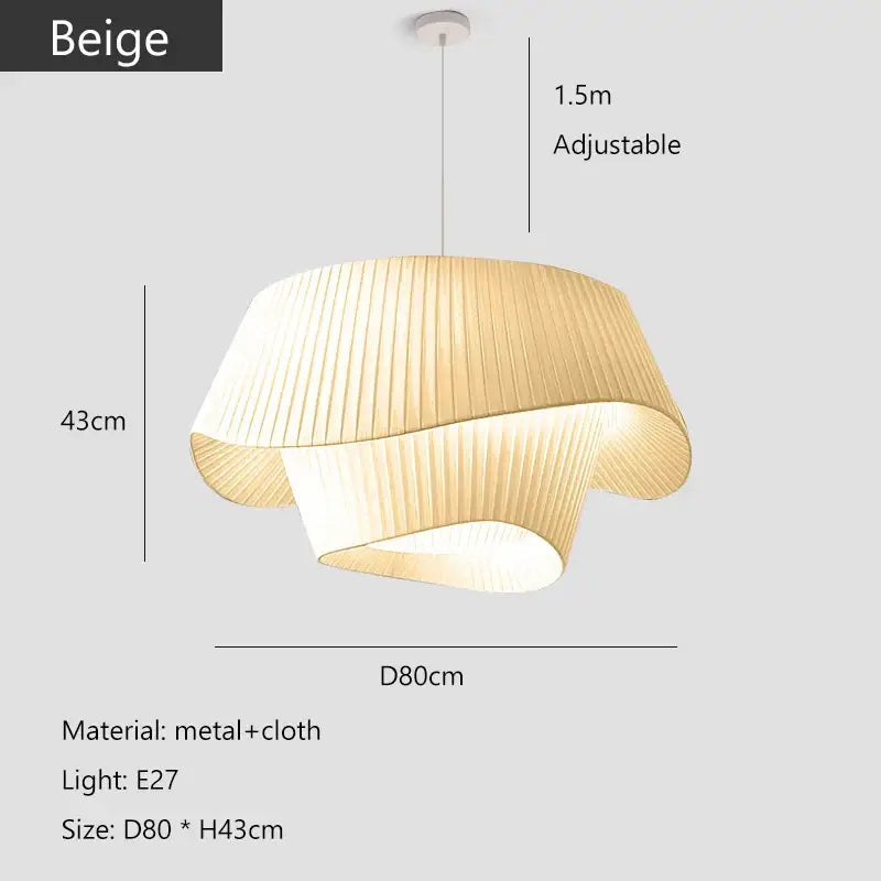 Vintage beige pleated cream wind fabric pendant chandelier with metal frame ideal for bedroom decorbites cream wind decor