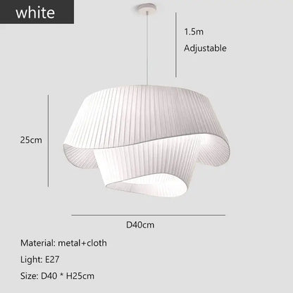 Vintage beige pleated cream wind fabric pendant chandelier with metal frame ideal for bedroom decorbites cream wind decor