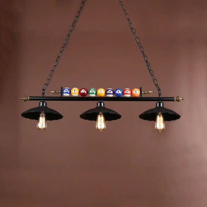 DecorBites vintage style black metal ceiling light with colorful billiard balls for billiard room e26 e27 sockets