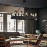 Vintage black and bronze cylinder restaurant island lamp with perforated glass shades for 220v-240v and 110v-120v use