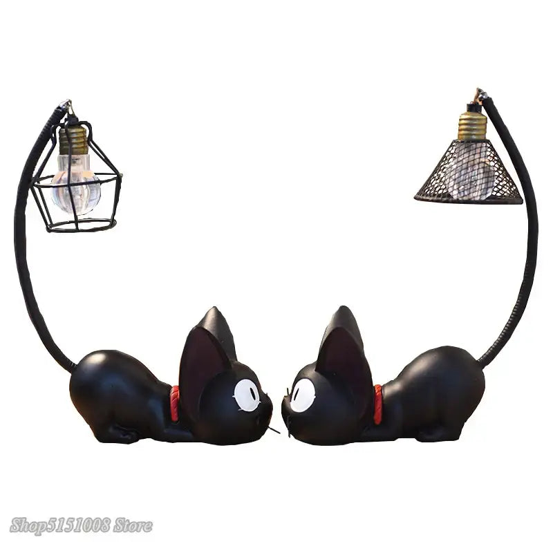 Vintage black cartoon cat led night light desk lamp with articulated arms and wire mesh lampshades for bedroom decorbites cartoon cat