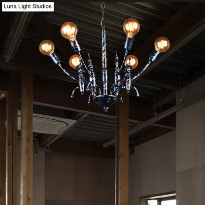 Vintage Black Dining Room Chandelier - Metallic Multi-Head Pendant Light