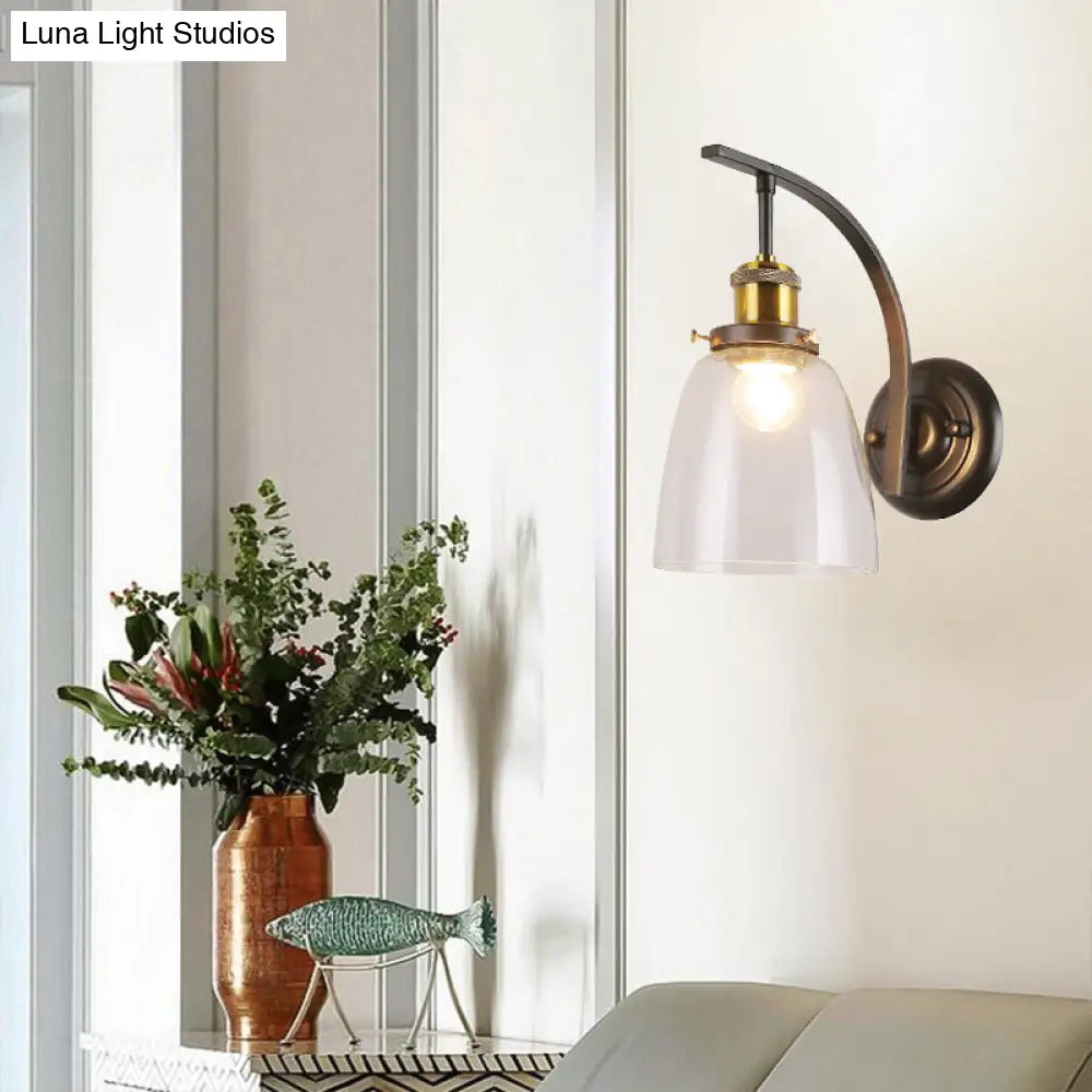 Vintage Black Dome Sconce Wall Lamp with Clear Glass Bulb - Stylish Living Room Fixture