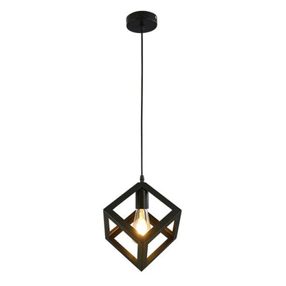 Vintage Black Geometric Iron Pendant Light - Decorbites