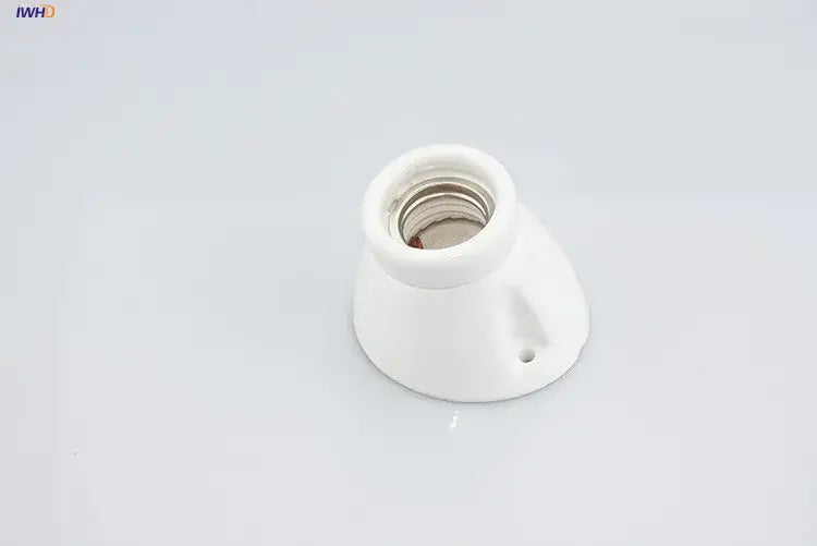 White ceramic lamp holder socket with metallic threaded interior for vintage black glossy lamp holder fitting